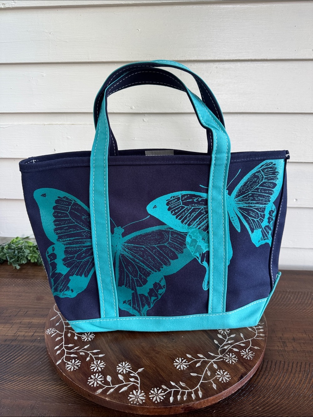 Vtg L.L. Bean Butterfly Tote Rare